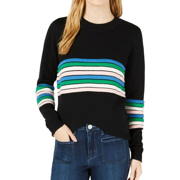 Maison Jules Women’s Novelty-Striped Sweaters, Black, Medium
