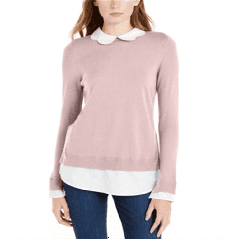 Layered look sweater with collar cheap