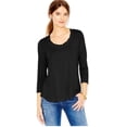 thumbnail image 1 of Maison Jules Women's Scoop-Neck T-Shirt Black Size Small, 1 of 3