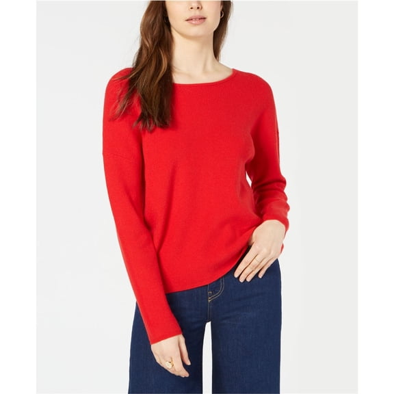 Maison Jules Womens Back Lace Knit Sweater