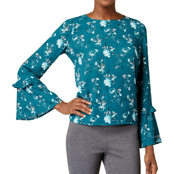 Maison Jules Womens Bell-Sleeve Pullover Blouse