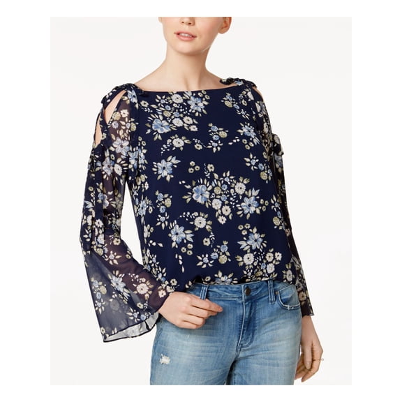 Maison Jules Womens Cold Shoulder Knit Blouse