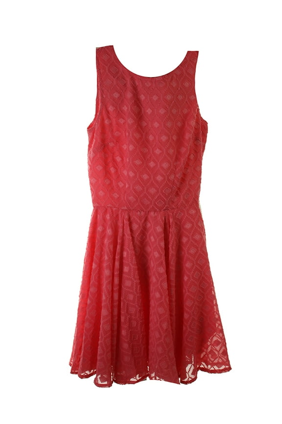 Womens Coral Sleeveless Textured A-Line Dress XXS