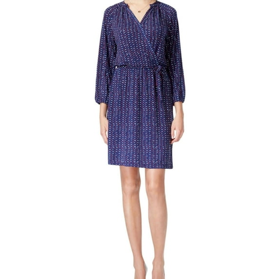 Maison Jules Womens Dot-Print Wrap A-Line Dress
