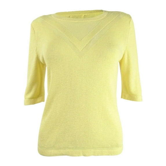 Maison Jules Womens Elbow Sleeve Metallic Sweater