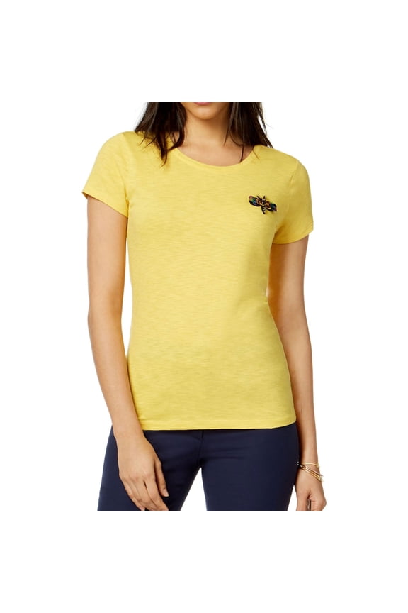 Womens Embellished Dragonfly Basic T-Shirt