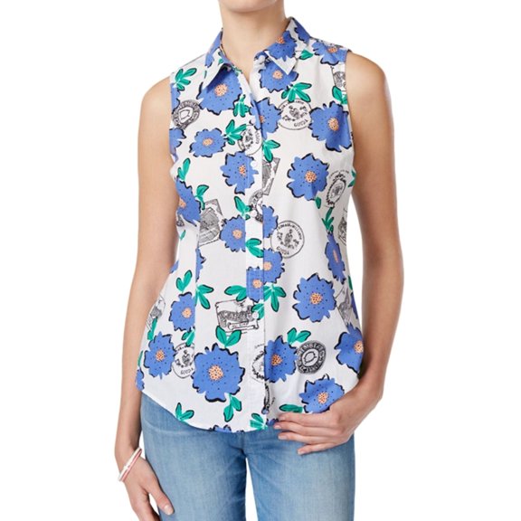 Maison Jules Womens Floral Graphic Tank Top