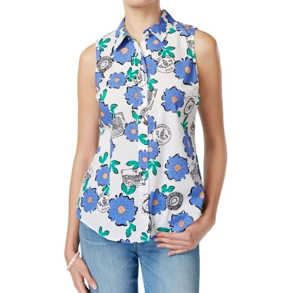 Maison Jules Womens Floral Graphic Tank Top