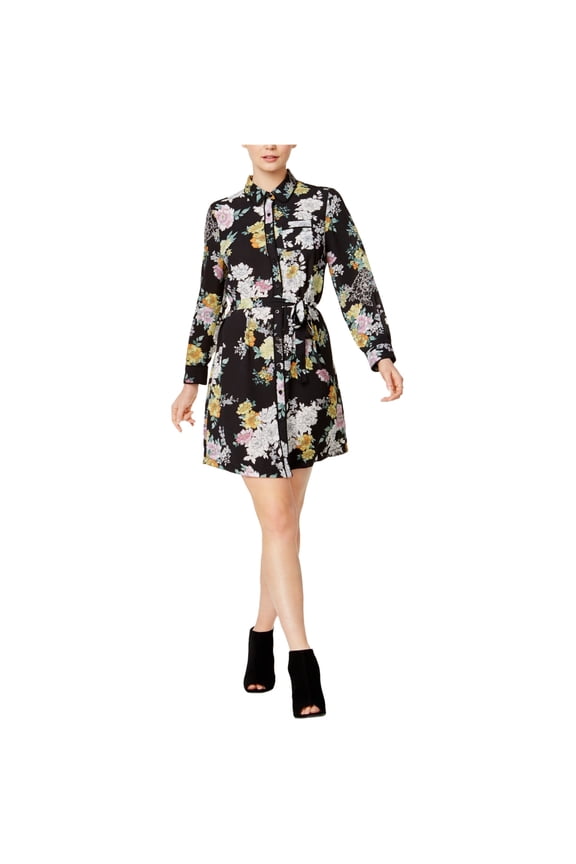 Womens Floral-Print Shirt Dress
