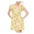thumbnail image 1 of Maison Jules Womens Floral V-Neck Shift Dress Yellow M, 1 of 2