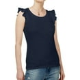 thumbnail image 1 of MAISON JULES Womens Navy Ruffled Sleeveless Scoop Neck Top  Size: XL, 1 of 2