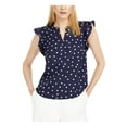 thumbnail image 1 of Maison Jules Womens Flutter Sleeve Slit Neck Blouse Blue XS, 1 of 4
