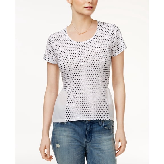 Maison Jules Womens Knit Polka Dot T-Shirt B/W XXL