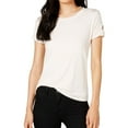 thumbnail image 1 of Maison Jules Womens Knit Strp Bows Embellished T-Shirt, 1 of 2