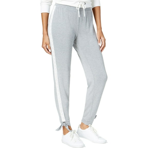 Maison Jules Womens Lace Trim Casual Jogger Pants