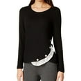 thumbnail image 1 of Maison Jules Womens Lace Trim Knit Blouse, 1 of 1