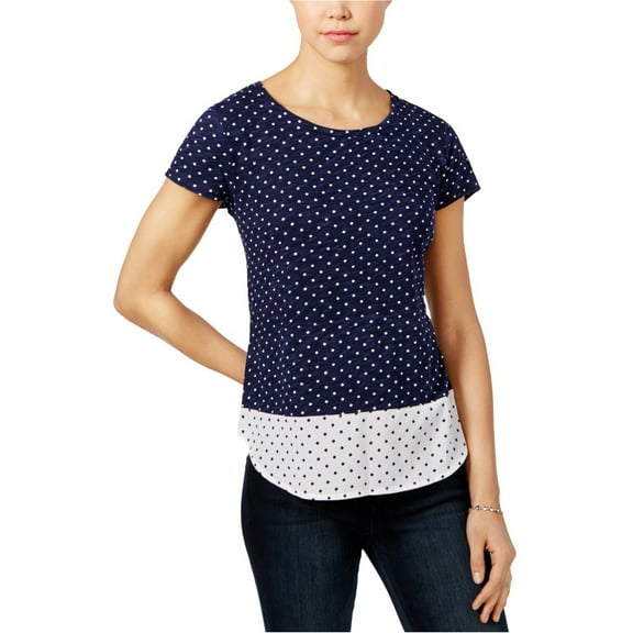 Maison Jules Womens Layered Knit Blouse