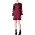 thumbnail image 1 of Maison Jules Womens Long Sleeve Mini Fit & Flare Dress Purple 2, 1 of 1