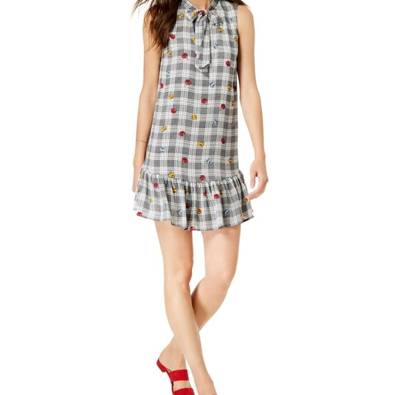 Maison Jules Womens Plaid A-Line Dress