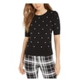 thumbnail image 1 of Maison Jules Womens Polka Dot Ribbed Trim Pullover Sweater, 1 of 3