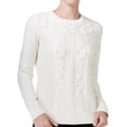thumbnail image 1 of maison Jules Womens Popcorn Knit Sweater, White, Small, 1 of 2