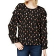 thumbnail image 1 of Maison Jules Womens Printed Ruffled Pullover Blouse, 1 of 1