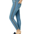 thumbnail image 1 of MAISON JULES $69 Womens New Light Blue Striped Pocketed Zippered Skinny Jeans 4, 1 of 2