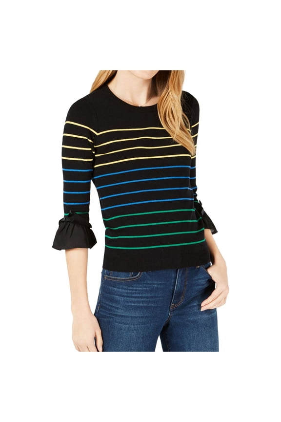 Womens Ruffled Cuff Pullover Sweater