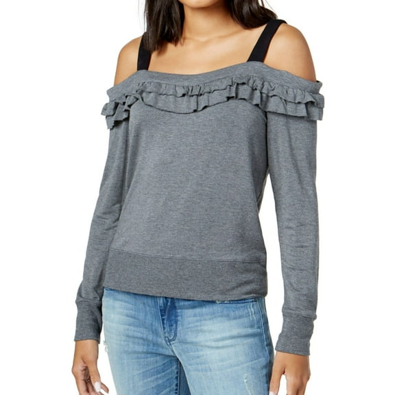 Maison Jules Womens Ruffled Sweatshirt