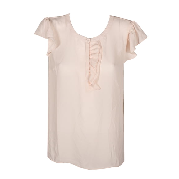 Maison Jules Womens Soft Pink Crew-Neck Ruffle-Detail Top XL
