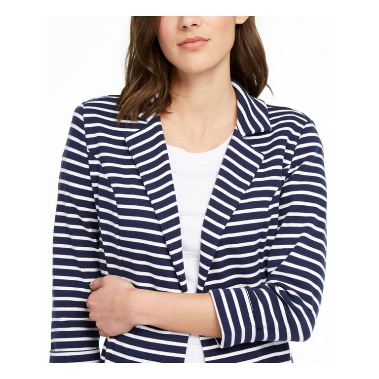 Navy and white striped blazer womens deals