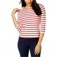 thumbnail image 1 of Maison Jules Womens Striped Bow Basic T-Shirt, 1 of 2