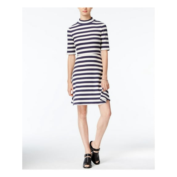 Maison Jules Womens Striped Fit & Flare Dress