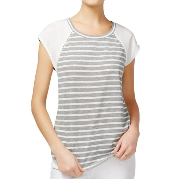 Maison Jules Womens Striped Knit Blouse