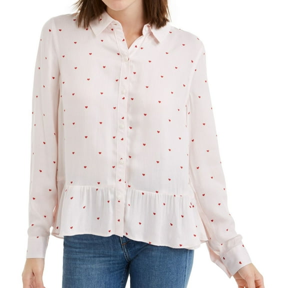 Maison Jules Womens Striped Printed Button-Down Top