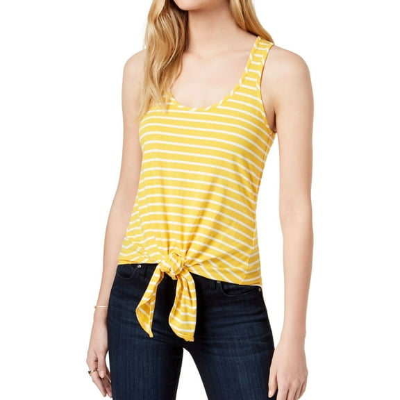 Maison Jules Womens Striped Tie-Front Tank Top