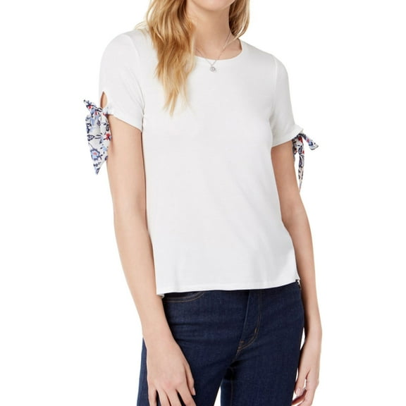 Maison Jules Womens Tie Sleeve Basic T-Shirt