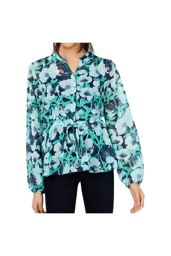 Womens Tie Waist Pullover Blouse