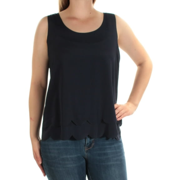 Maison Jules Womens Tiered Cutout Knit Blouse