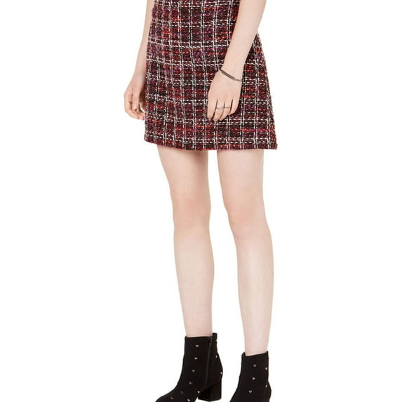 MAISON JULES $60 Womens New 1273 Red Tweed Mini A-Line Skirt S B+B