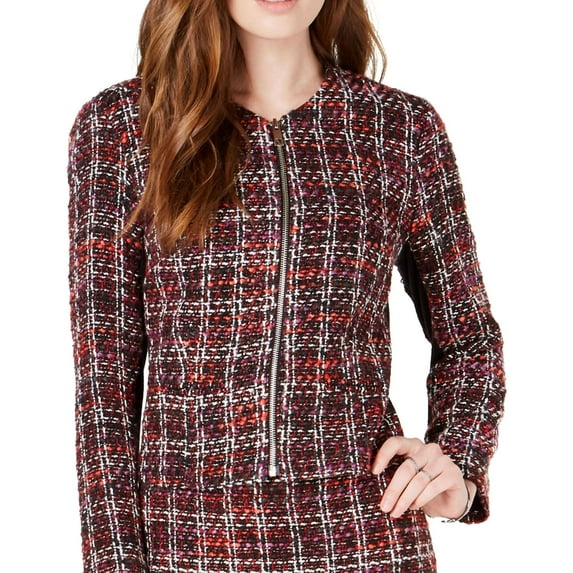 Maison Jules Womens Tweed Zip Jacket