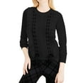 thumbnail image 1 of maison Jules Womens Ruffle Lace Pullover Sweater, Black, Medium, 1 of 2