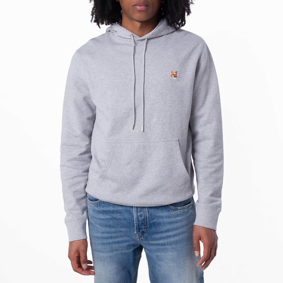 Maison Kitsuné Hooded Grey Cotton Sweatshirt With Embroidered Logo (Men's)