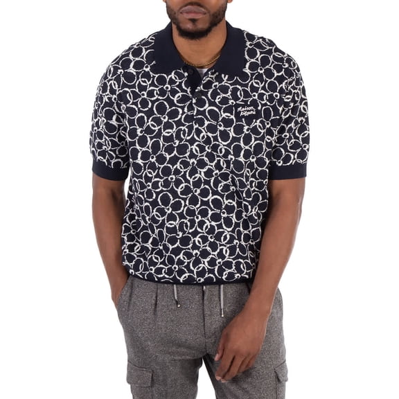 Maison Kitsune Abstract Daisy Jacquard Polo Shirt, Size Medium