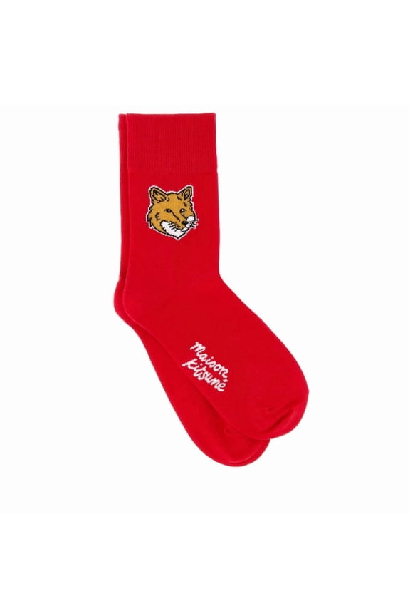 Fox Head Intarsia-Knit Cotton-Blend Socks, Size 40