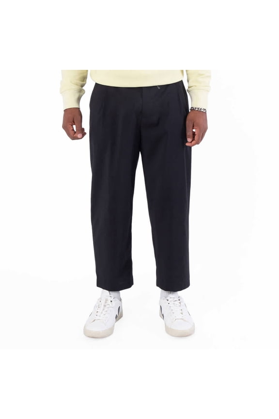 Tapered Pleated Wool Trousers, Brand Size 44 (Large)