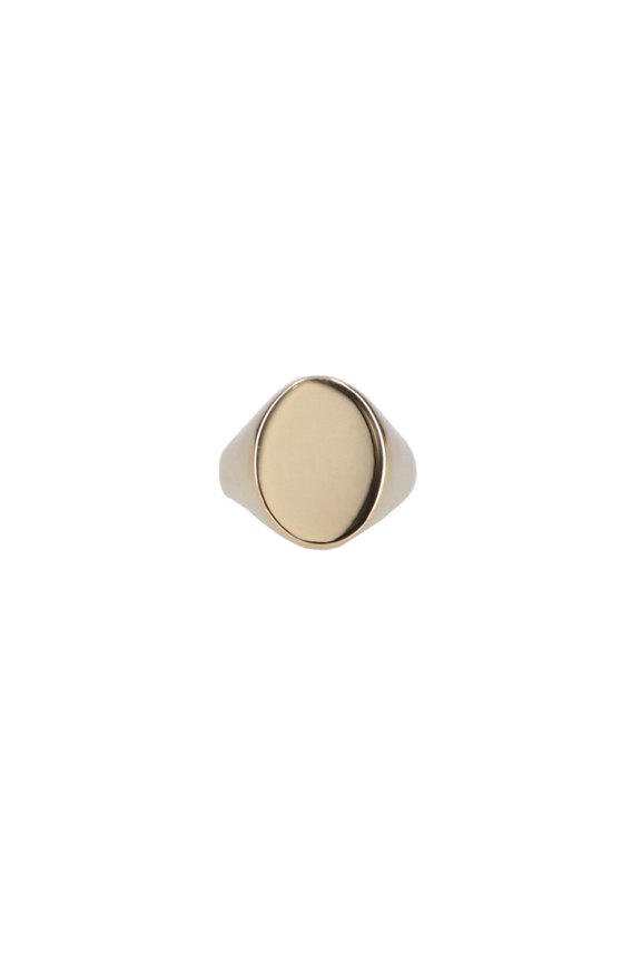 Gold-Plated Oval Ring With Engraved Logo Not Applicable