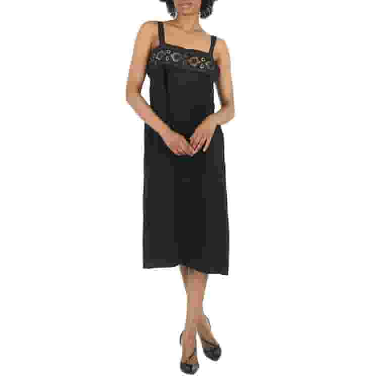 【送料&関税込】Maison Margiela Silk Midi Dress Maison Margiela Ladies Black Silk Viscose Midi Dress, Brand