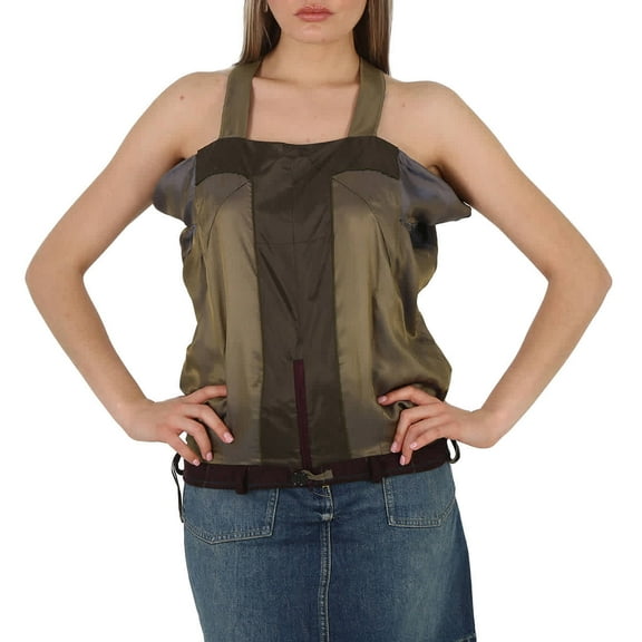 Maison Margiela Ladies Bordeaux Square-Neck Wool Top, Brand Size 38 (US Size 4)