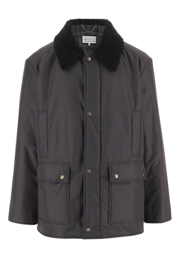 Nylon Jacket With Synthetic Shearling Collar And Front Patch Pockets (Men's)